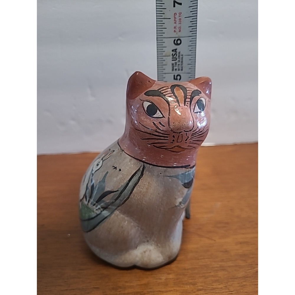 Vintage Mexican Tonala like Cat Ceramic Pottery Folk Art Handpainted 5 inch - Picture 7 of 7